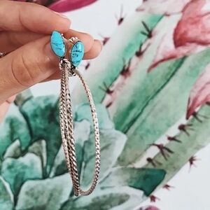 NEW Western hoop Earrings Tourqoise color & Silver color - Boutique
